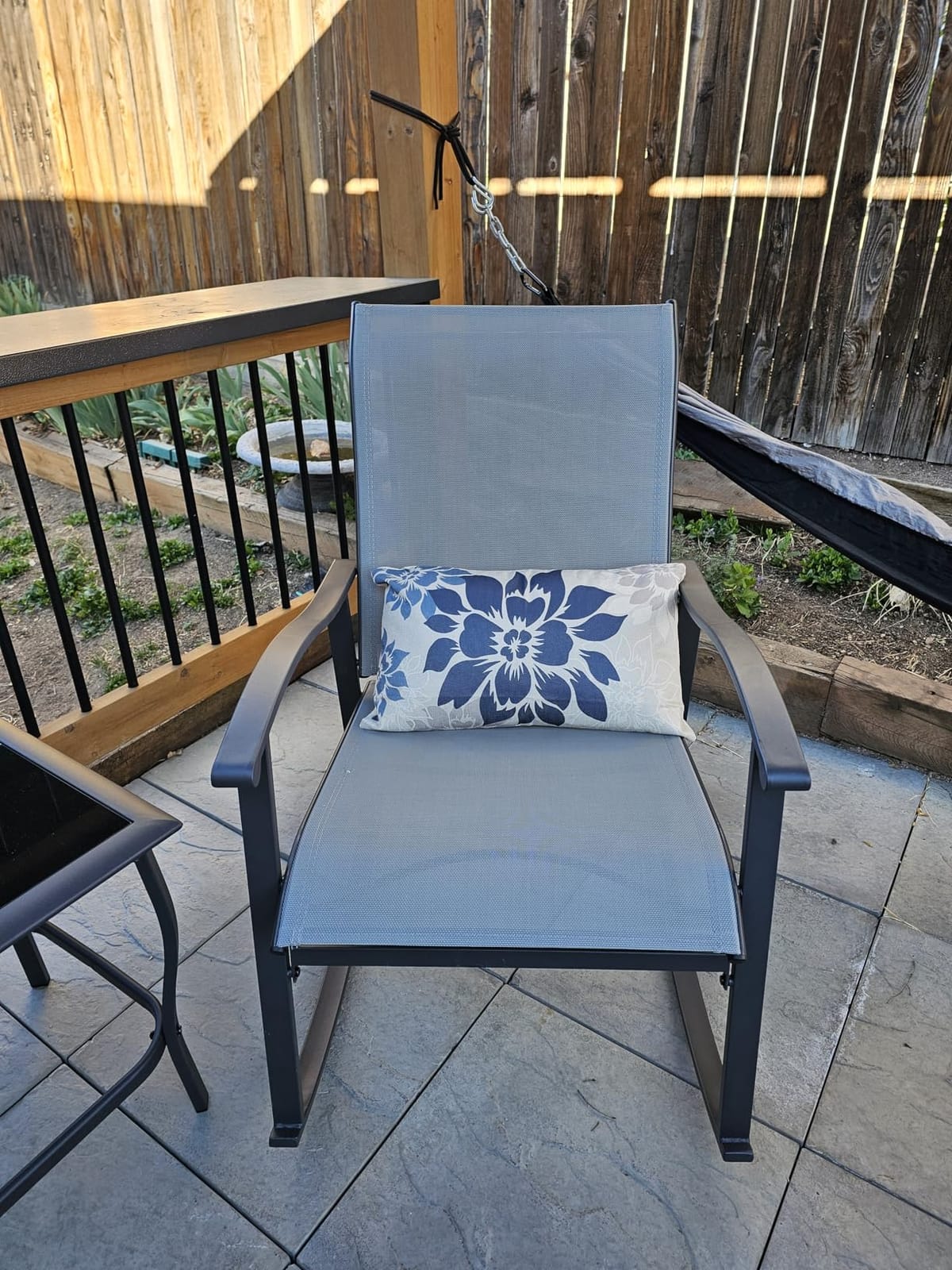 Vongrasig 3 Piece Outdoor Rocking Bistro Set, Textilene Fabric Small Patio Furniture Set, Front Porch Rocker Chairs Conversation Set with Glass Table for Lawn, Garden, Balcony, Poolside (Taupe) customer photo 1