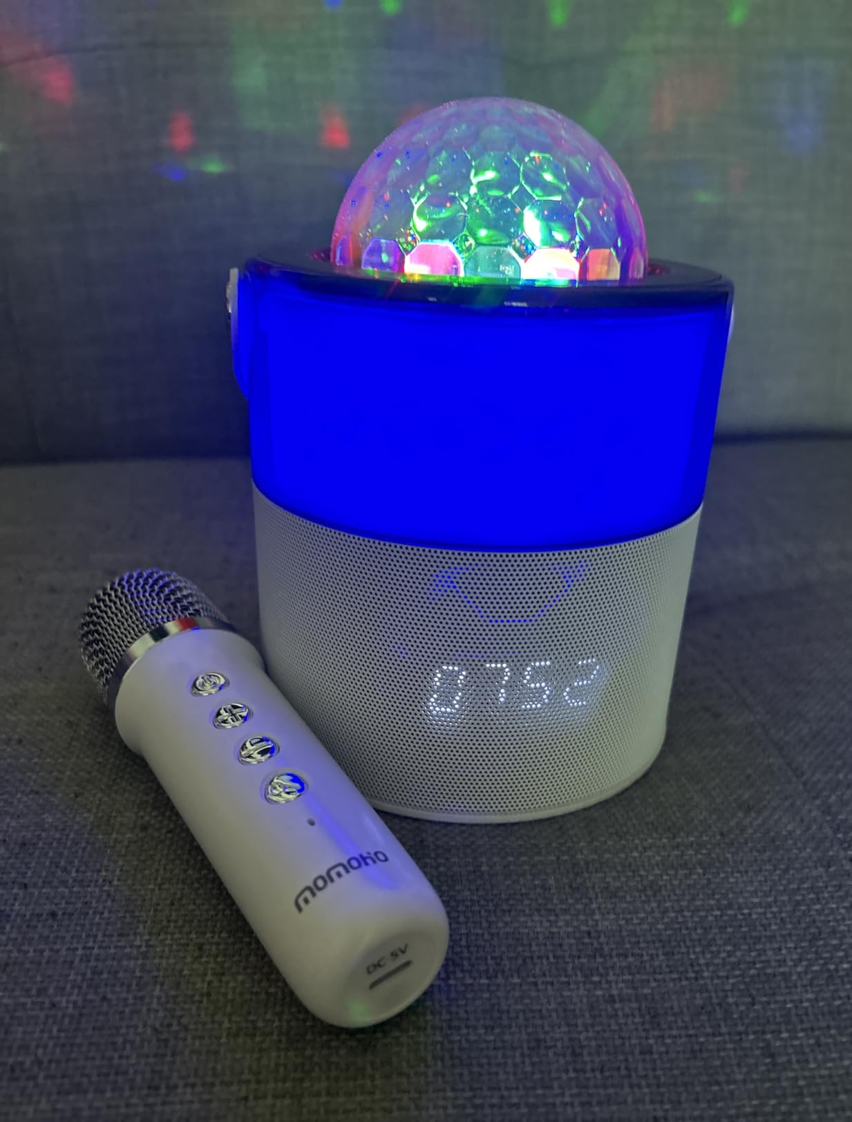 Karaoke Machine with Disco LED Lights for Adults Kids, Portable Bluetooth Speaker with 2 Wireless Microphones, Easter Birthday Gifts for Boys Family Home Party Basket Stuffers (Black) customer photo 2