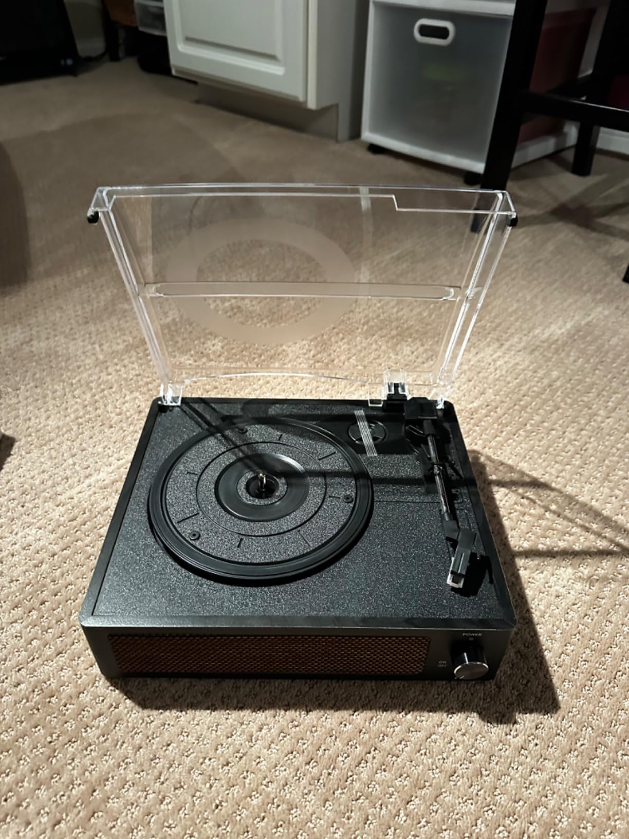 Vinyl Record Player Vintage Turntable with Speakers,Retro Black customer photo 1