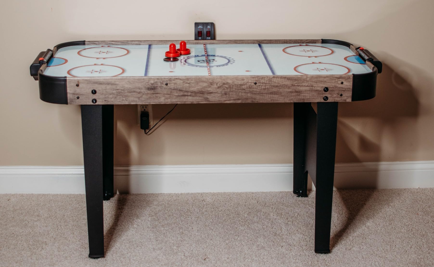 GoSports 48 Inch Air Hockey Arcade Table - Oak or Black - Includes 2 Pushers, 3 Pucks, AC Motor, and LED Scoreboard customer photo 1