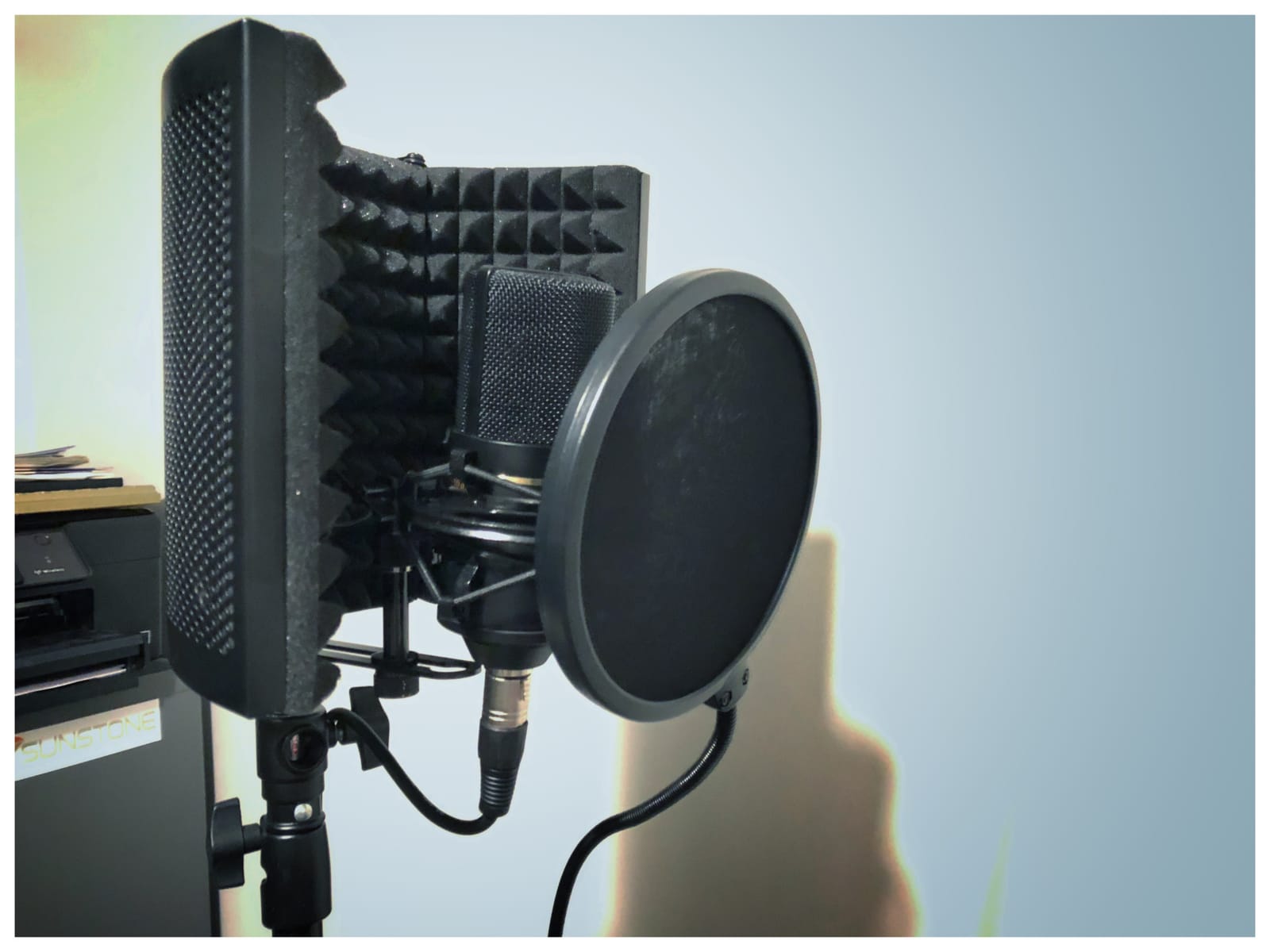 TONOR Isolation Shield Pack for Mic, Acoustic Foam Shield with Pop Filter & Tripod Stand, Foldable Design, Compatible with Blue Yeti, AT2020, Recording, Podcasts, Singing, Max 70 inch, Stand Included customer photo 2