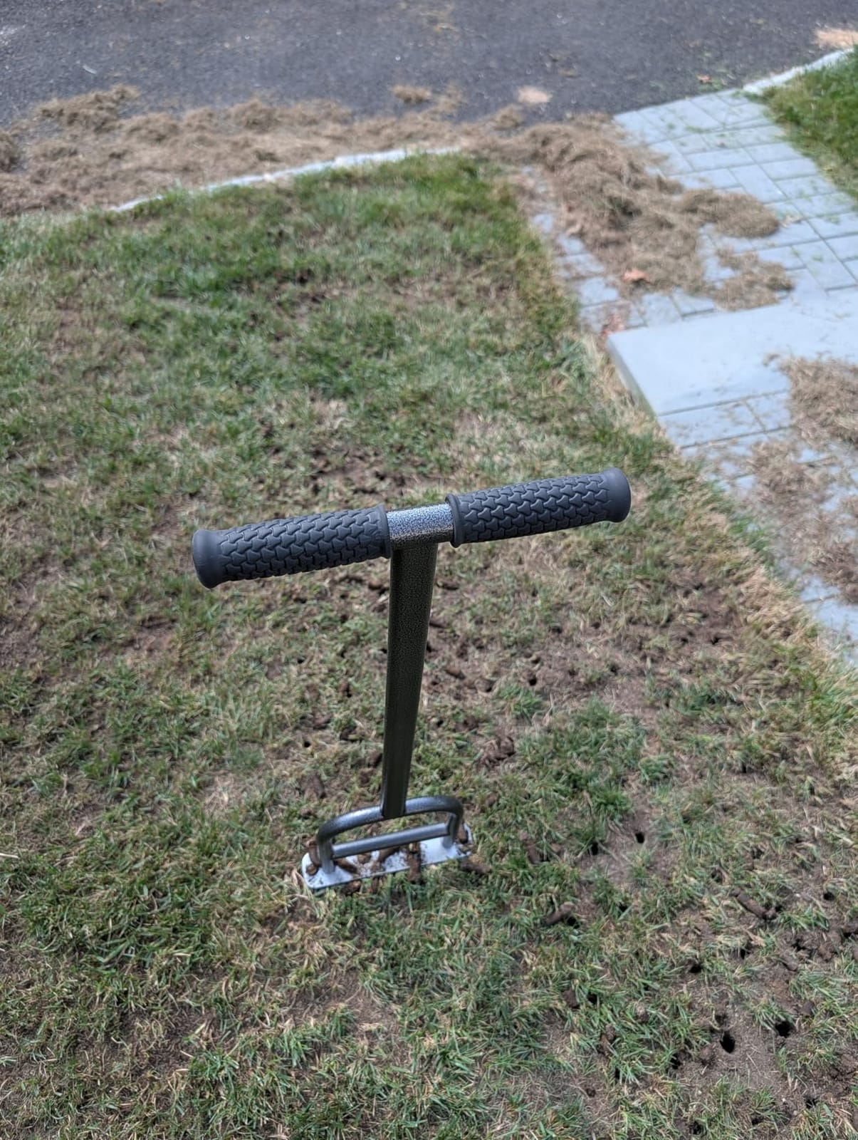 Dolibest Lawn Coring Aerator, Stainless Steel 4 Corer Plug Aerator Tool with Soft Rubber Grip, Manual Grass Aerating Tool, Garden Tool & Cleaning Hand Tool for Loosening Soil and Improving Lawn Health customer photo 1