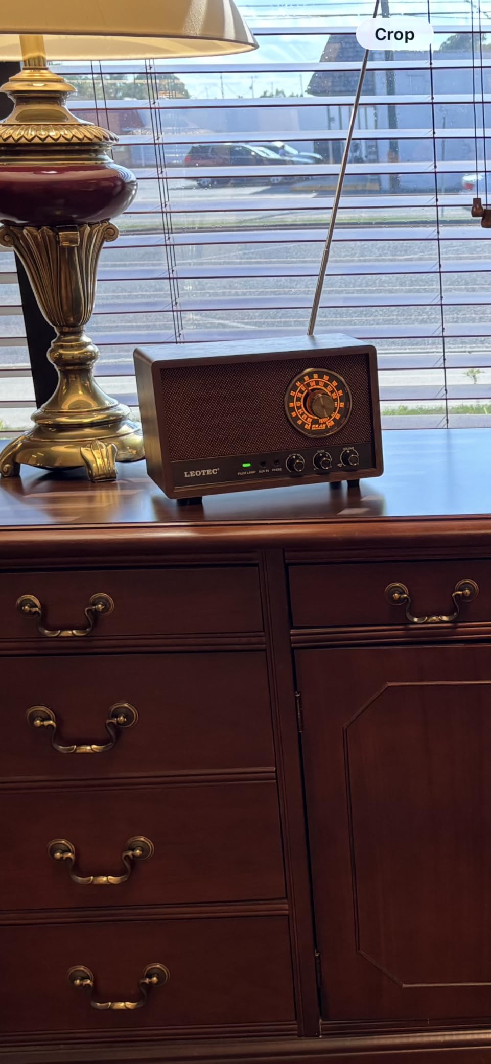 LEOTEC AM FM Radio,Retro Wood Table Radio,Portable Bluetooth Speaker Plug in Wall,Best Reception with AUX,Headphone Jack,Bass Control,Great for Home,Outdoor,Brown customer photo 1