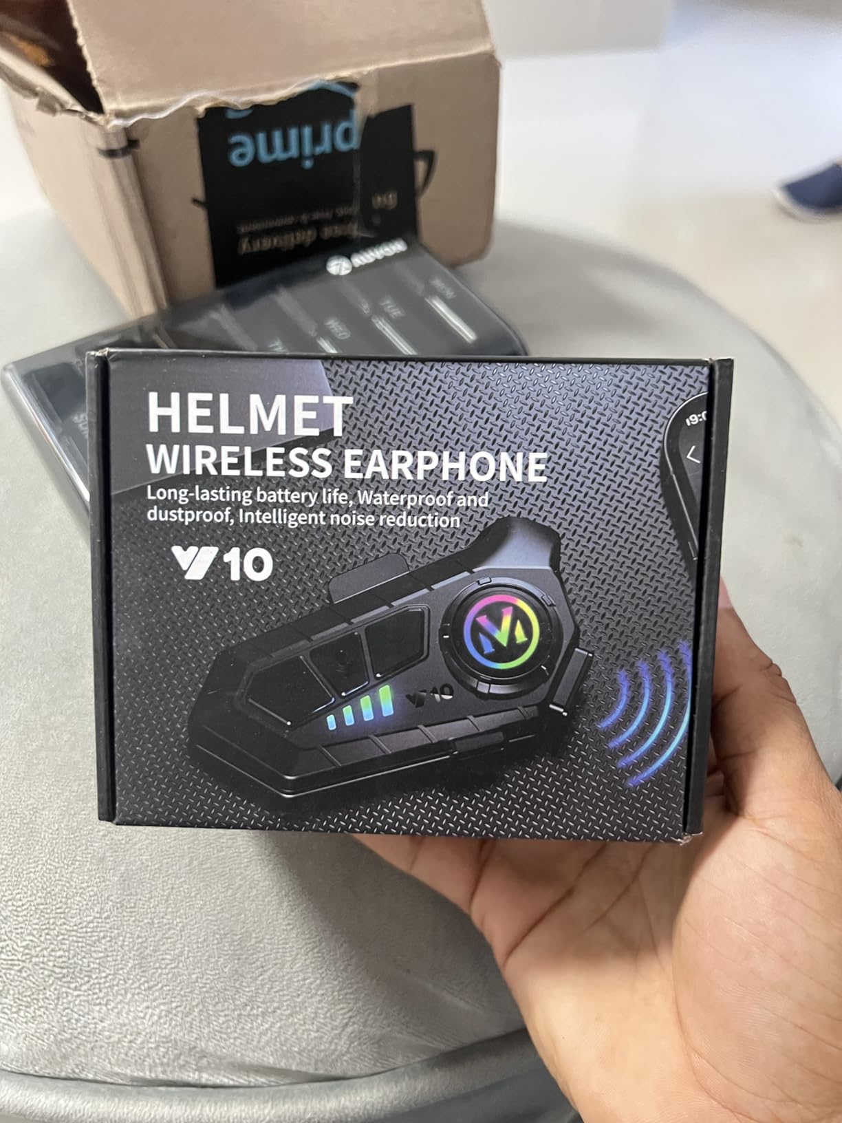 Motorcycle Bluetooth Headset Speaker Skiing Earphone Waterproof Bluetooth Helmet Headset with Noise Cancellation Ultra-Thin Wireless Bluetooth Headphones for All Helmets customer photo 1