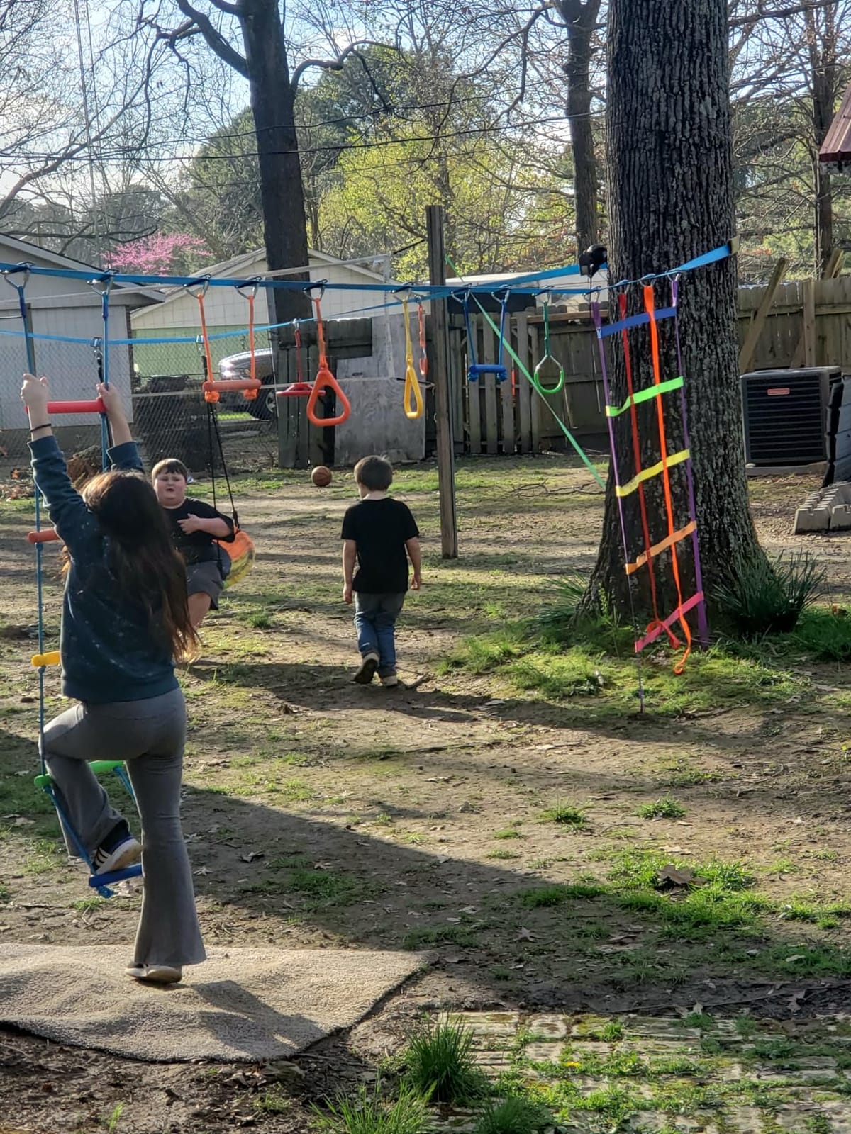 Hapfan 50 ft Ninja Warrior Obstacle Course Swing Set for Kids Outside customer photo 1