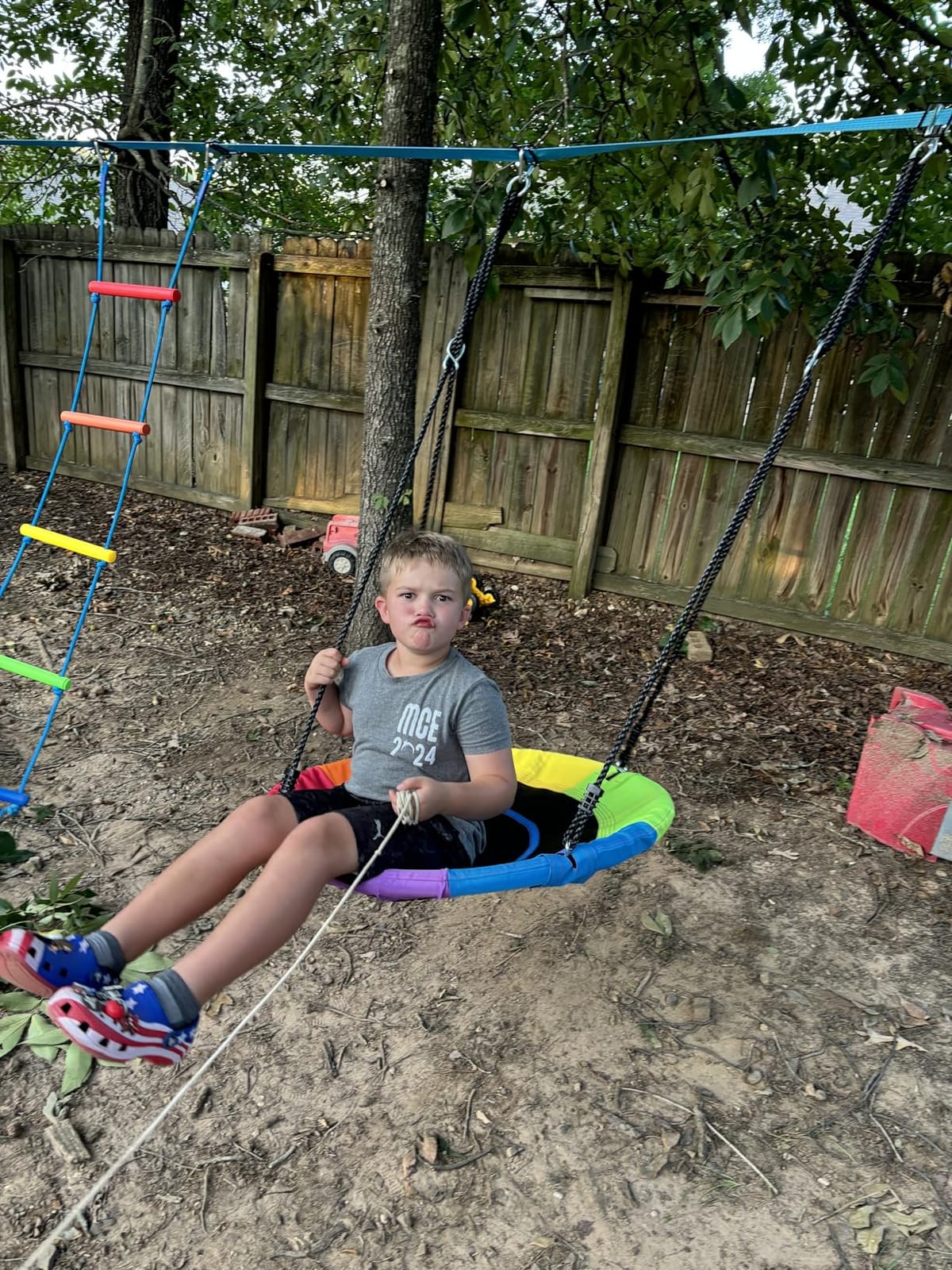 Hapfan 50 ft Ninja Warrior Obstacle Course Swing Set for Kids Outside customer photo 2