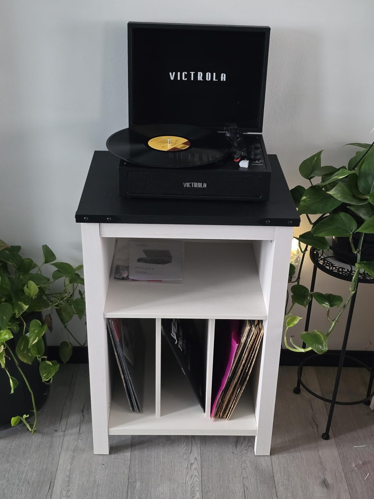 Joaxswe Record Player Stand with Vinyl Record Storage,Rustic Brown | Record Player Table Holds up to 160 Albums,Large Wood Turntable Stand Cabinet Dispaly Shelf for Living Room,Bedroom,Office customer photo 2