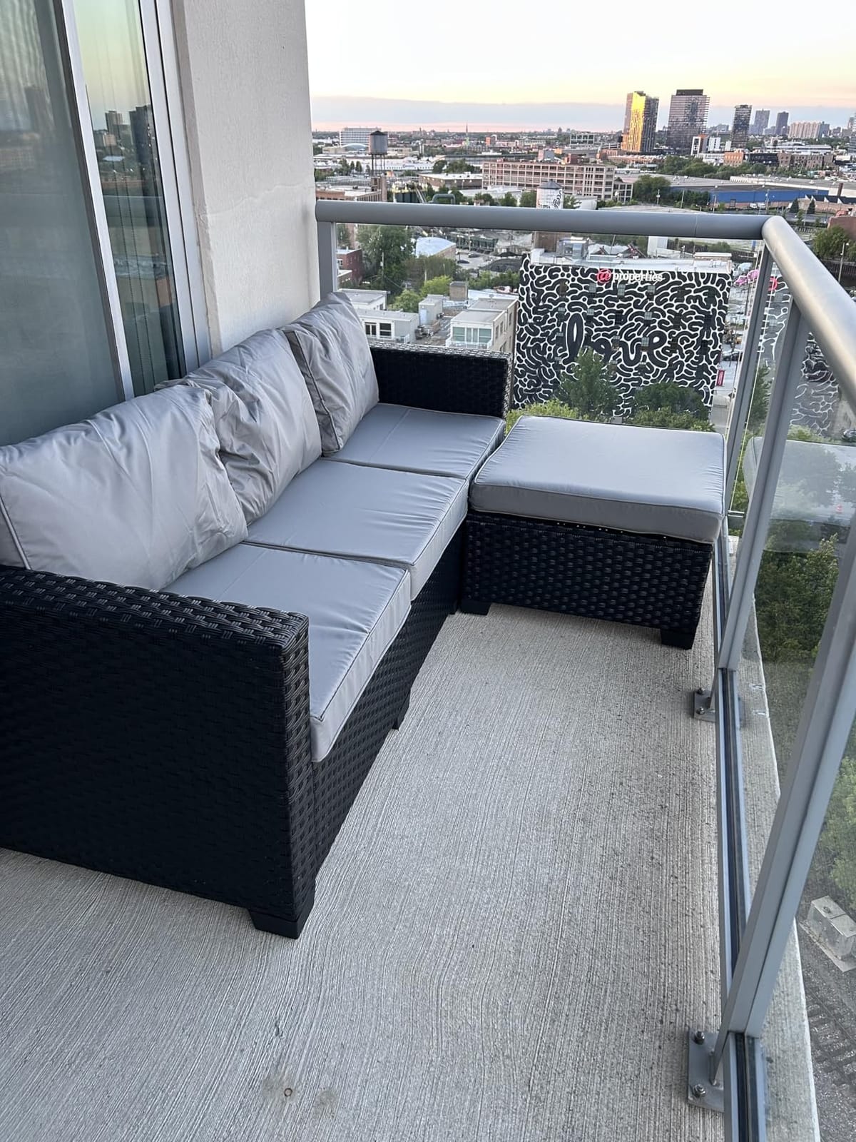 Rattaner 3 Pieces Patio Furniture Set Outdoor Sectional Wicker Patio Furniture Patio Couch with Ottoman and Outdoor Table All-Weather Anti-Slip Cushions Waterproof Covers, Light Grey customer photo 1