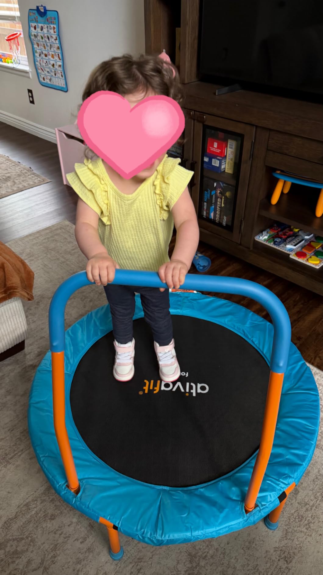 ATIVAFIT 36-Inch Toddler Trampoline with Foam Handle, Foldable Indoor Outdoor Mini Rebounder for Kids Ages 2–6 customer photo 1