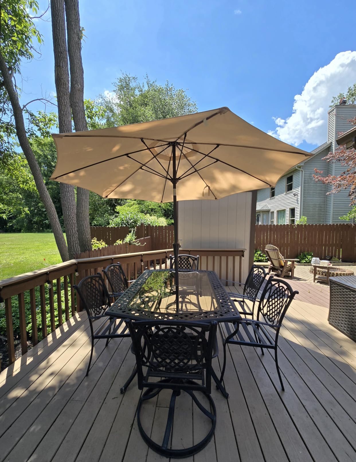 PatioKingdom 9FT Patio Outdoor Umbrella-UPF 50+ Sun Shade with Wind Vent, Push-Button Tilt & Smooth Crank Lift, Rust-Resistant Fiberglass Frame for Garden, Backyard,Yard customer photo 1