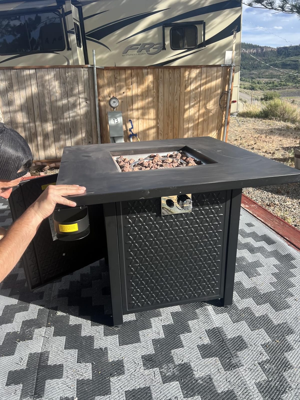 Ciays Propane Fire Pits 32 Inch Outdoor Gas Fire Pit, 50,000 BTU Steel Fire Table with Lid and Lava Rock, Add Warmth and Ambience to Gatherings and Parties On Patio Deck Garden Backyard, Black customer photo 2