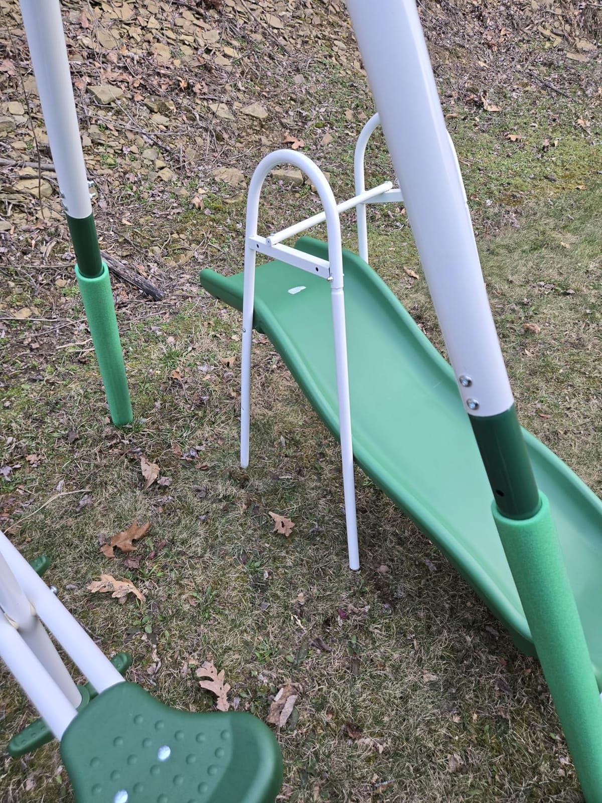Sportspower Park Ridge Metal Swing Set for Ages 3-8, 2 Swings, Standing Swing, Roman Glider, Teeter Totter, on 5ft Slide, 6.1ft Durable Steel Frame, Anchor Kit, 800lbs customer photo 2