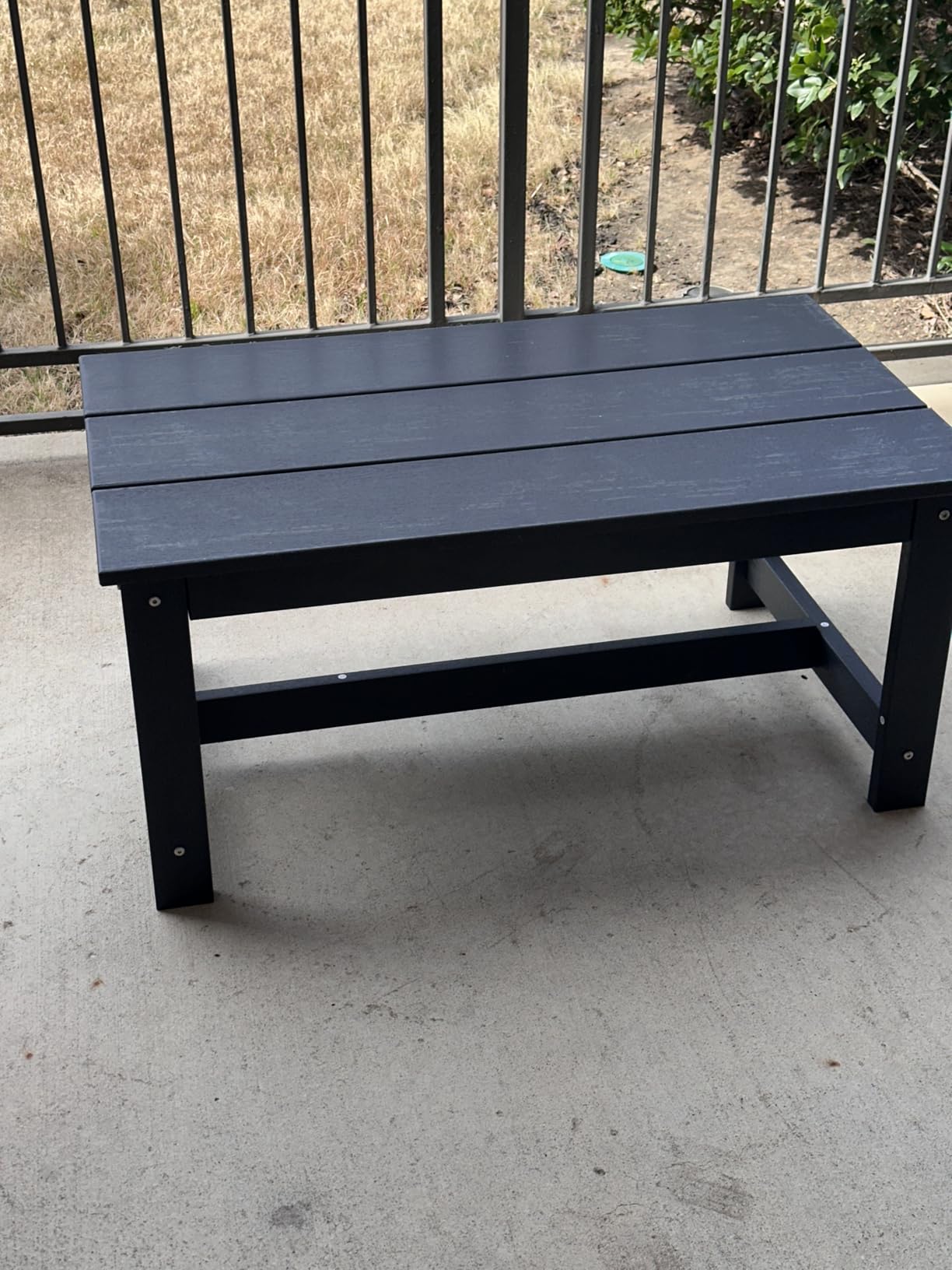 SERWALL HDPE Patio Coffee Table, Rectangle Outdoor Coffee Table, All-Weather Coffee Side Table for Balcony, Poolside, Deck, Garden, Blue customer photo 2