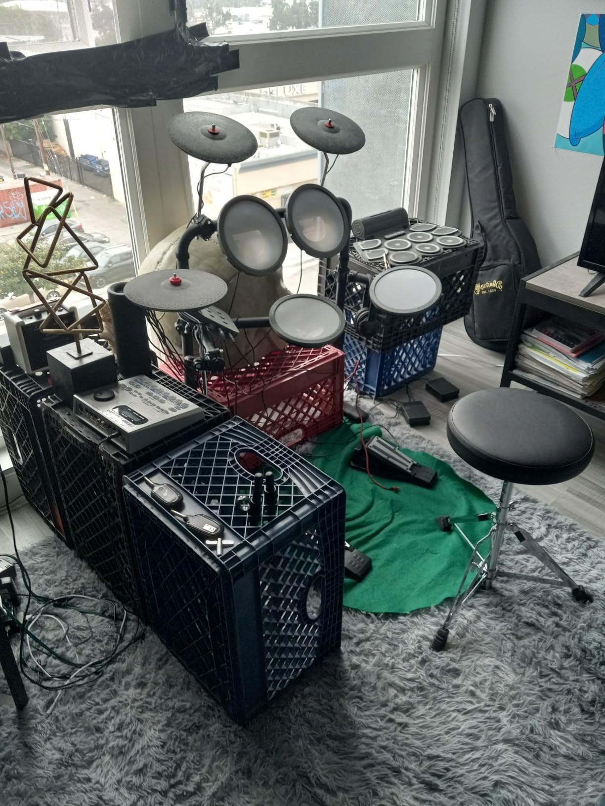 HAMPBACK MK-0 Electric Drum Set with 7'' Quiet Mesh Drum Pads, 8'' Full Rubber Cymbals, 12 Kits and 68 Authentic Sounds, USB MIDI, Throne, Sticks, Headphone, 2 Switch Pedals for Beginners & Kids customer photo 2
