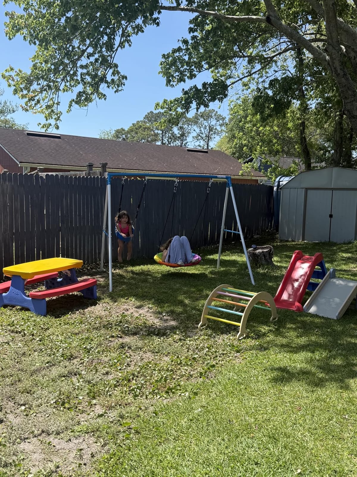 Trekassy Swing Sets for Backyard,440lbs A-Frame with Saucer & Toddler Swing customer photo 1