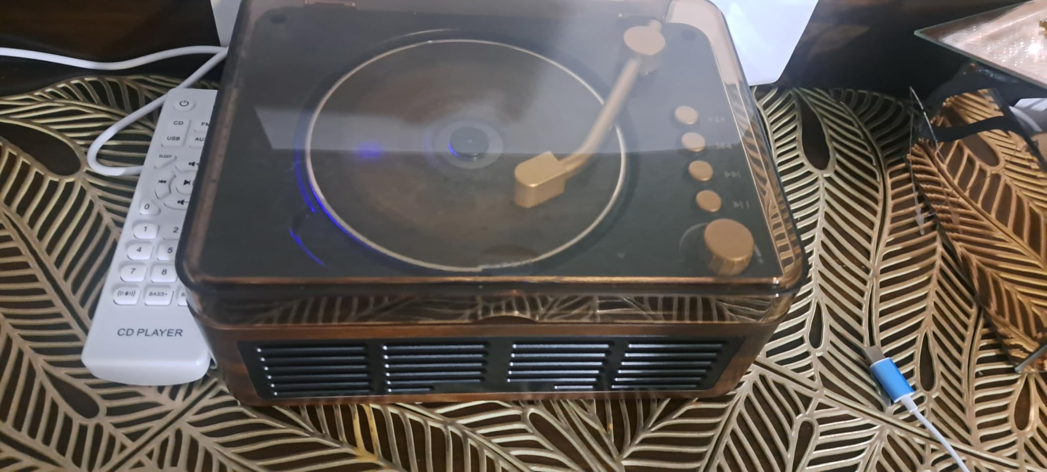 CARONSORT CD Player with Speakers Retro Bluetooth CD Players for Home-Brown customer photo 1