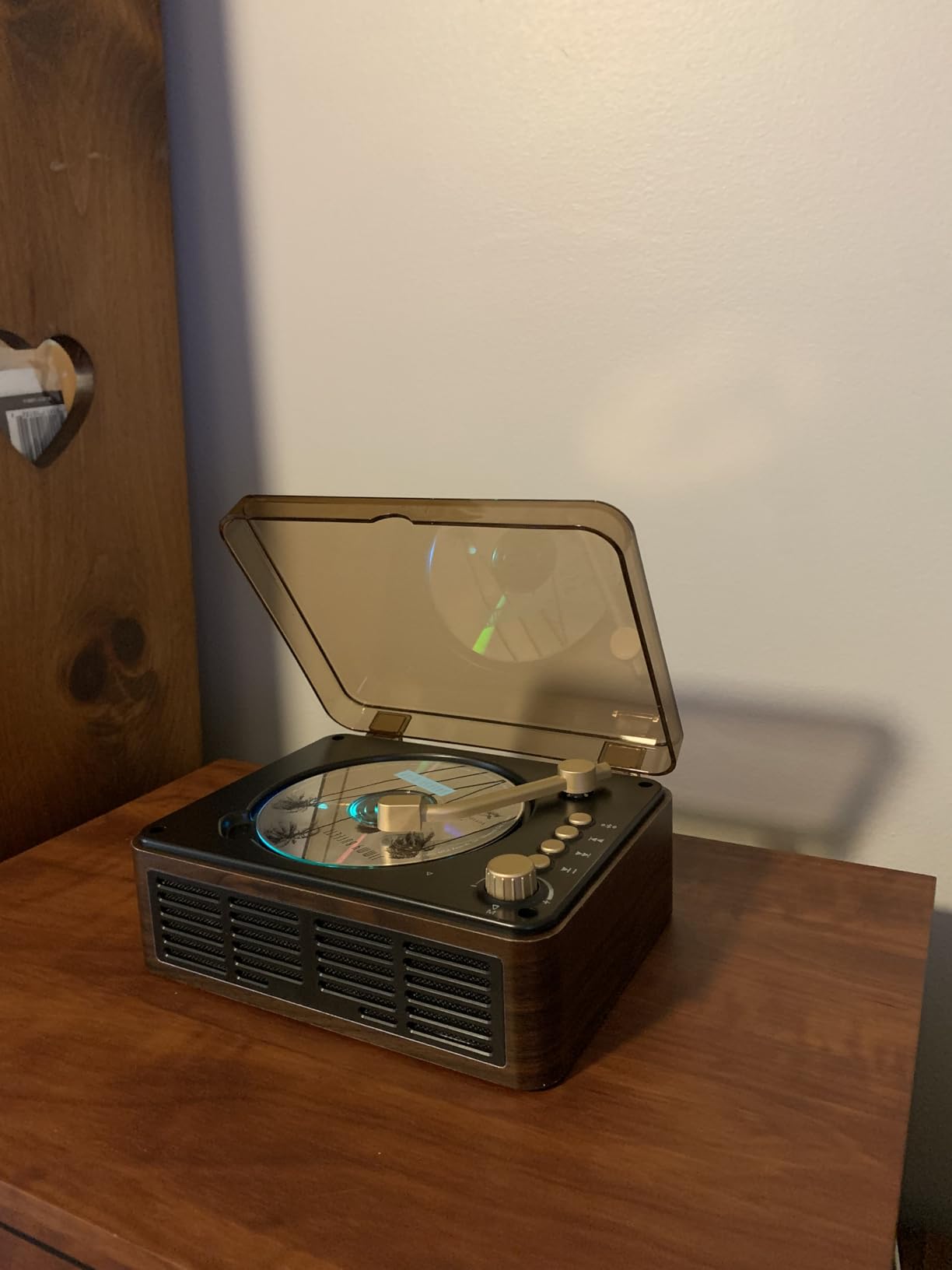 CARONSORT CD Player with Speakers Retro Bluetooth CD Players for Home-Brown customer photo 2