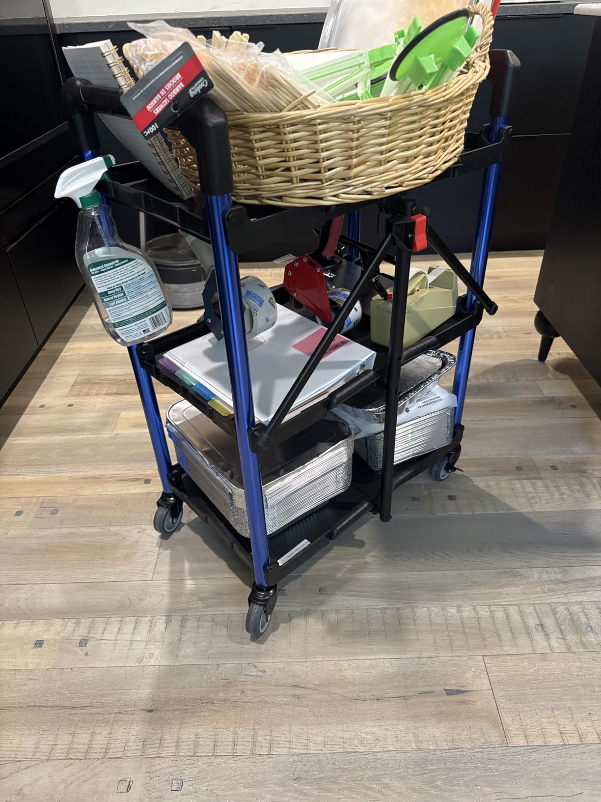 WORKPRO 3-Tier Collapsible Utility Cart, 210 LBS Cart with Wheels customer photo 1