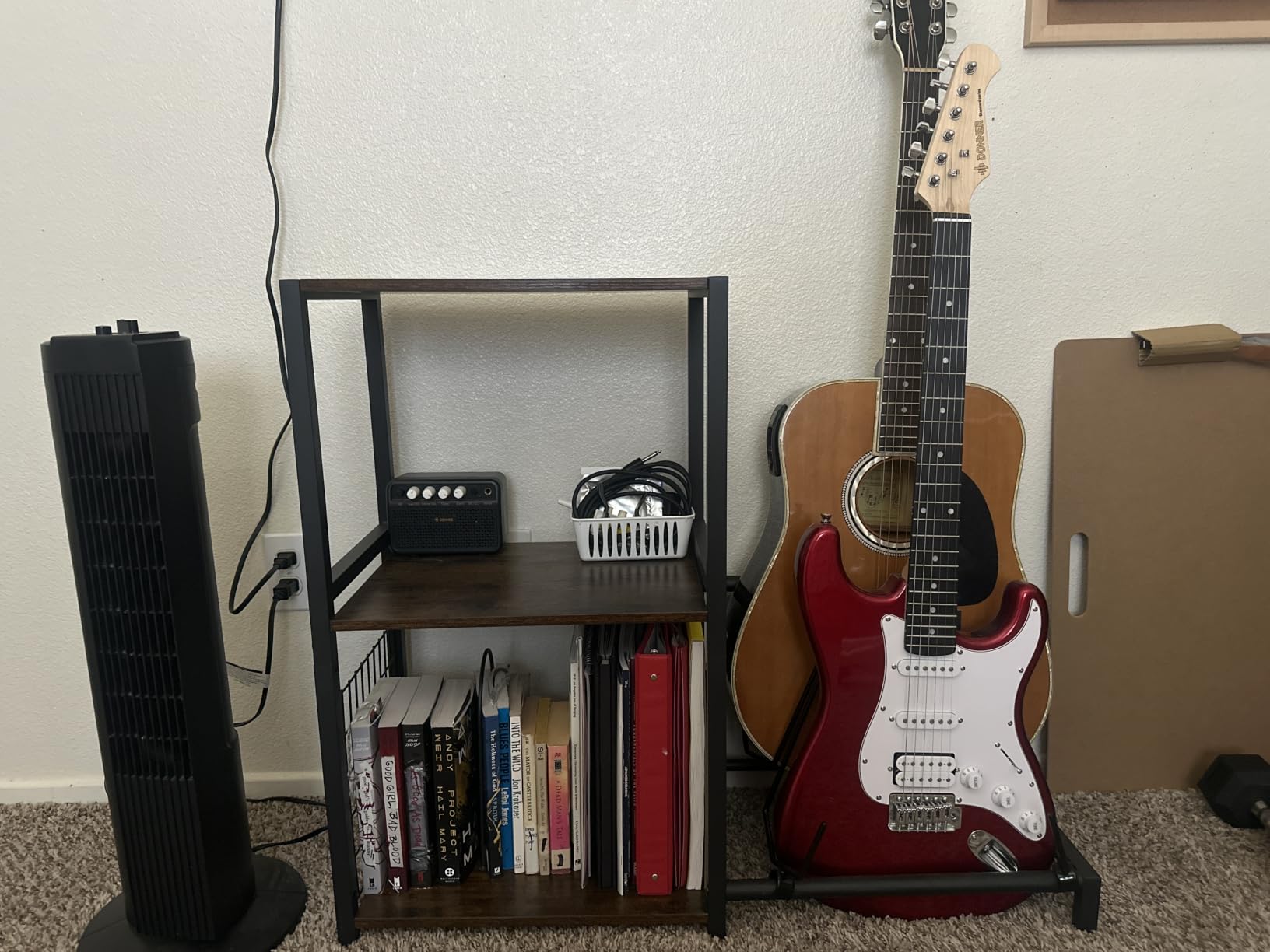 YAKANJ End Table with LED Light, Record Player Stand with Charging Station customer photo 1