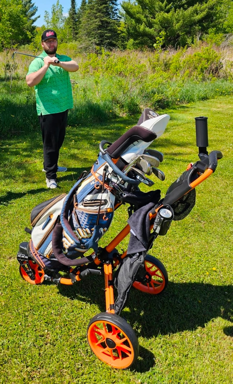FLAGTAG Golf Push Cart 3 Wheel with 360 Swivel Front Wheel,Lightweight and Foldable Walking Golf Cart，One-Click Foldable,with Foot Brake customer photo 1