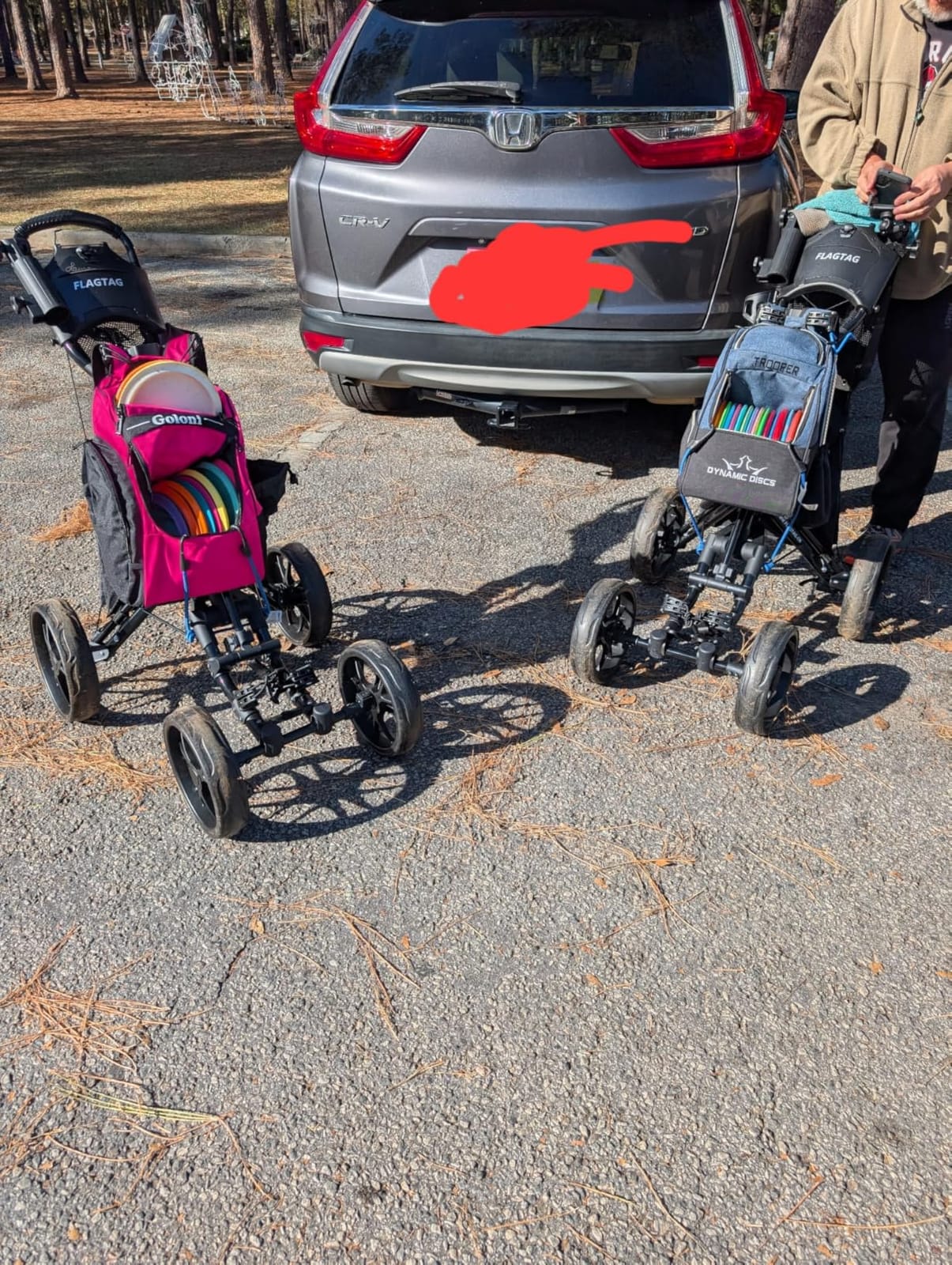 FLAGTAG Golf Push Cart 4-Wheels,Folding Golf Cart, Golf Pull cart with Cup Holder,Umbrella Holder,Cooler Bag, Foldable with one-Click,Handle Height Adjustable,Drink Holder,Walking Push cart customer photo 2