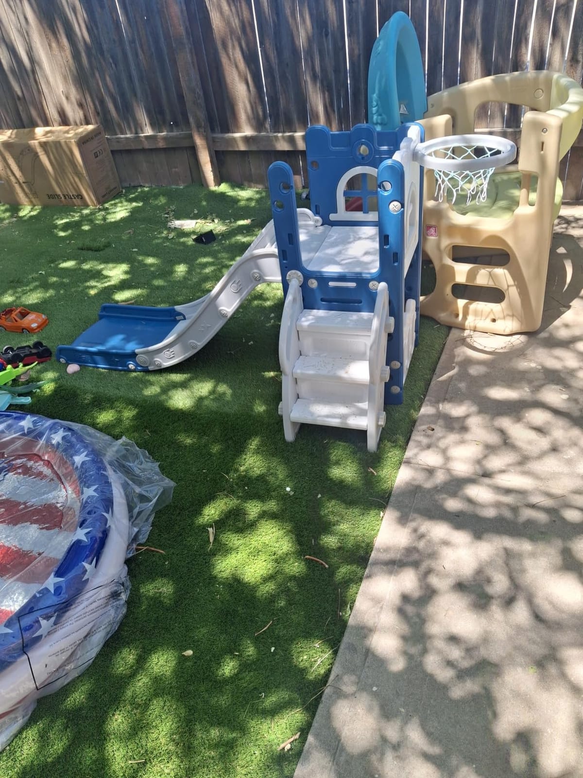 LulliSpace 6 in 1 Toddler Slide,Kids Climber Slider for Indoor Outdoor Playground with Basketball Hoop,Storage and Telescope,L Shaped Slide for Toddler Climber Playset customer photo 1