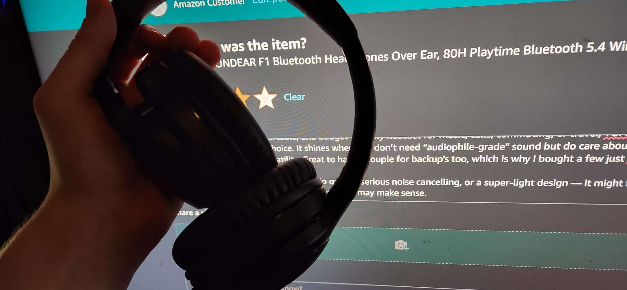 YUMONDEAR Bluetooth Headphones Over Ear, 80H Playtime, HiFi Stereo, 3 EQ customer photo 2