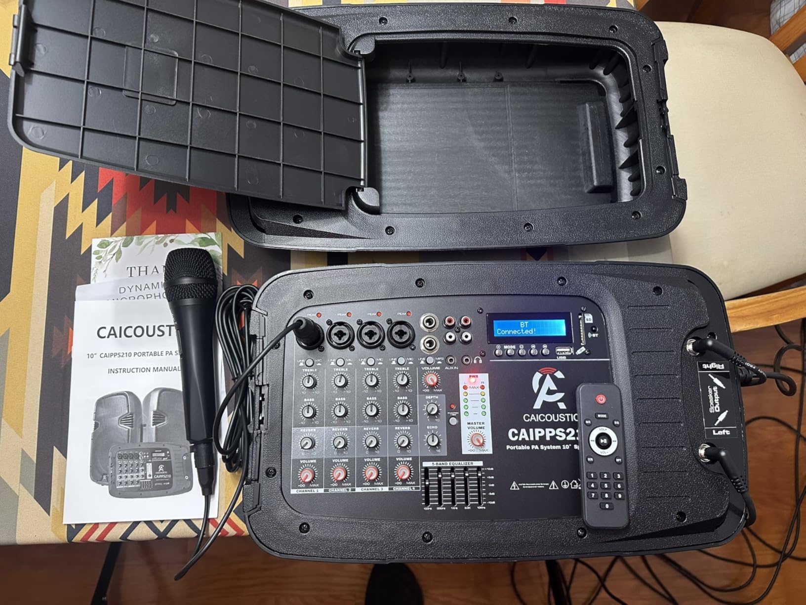 8-Channel Portable PA System with Bluetooth, Microphone, 2 Speaker Stands, USB, Reverb/Delay Effects - Perfect for Outdoor Events, Parties, Weddings, Church Services (2 x 10 Woofers) customer photo 1