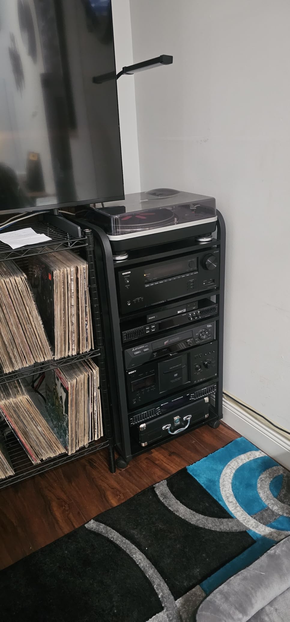 5 Tier Av Media Stand with Wheels, 39in Adjustable Audio Rack customer photo 2