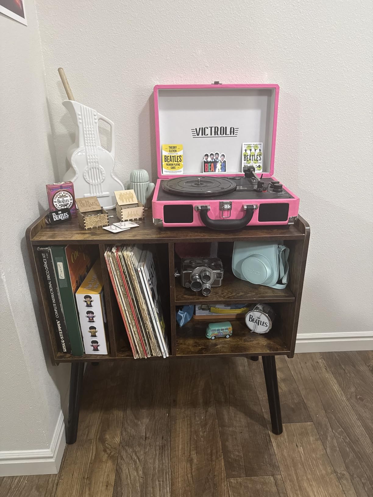 Record Player Table, Mid-Century Record Player Stand Hold Up to 150+ Albums customer photo 1