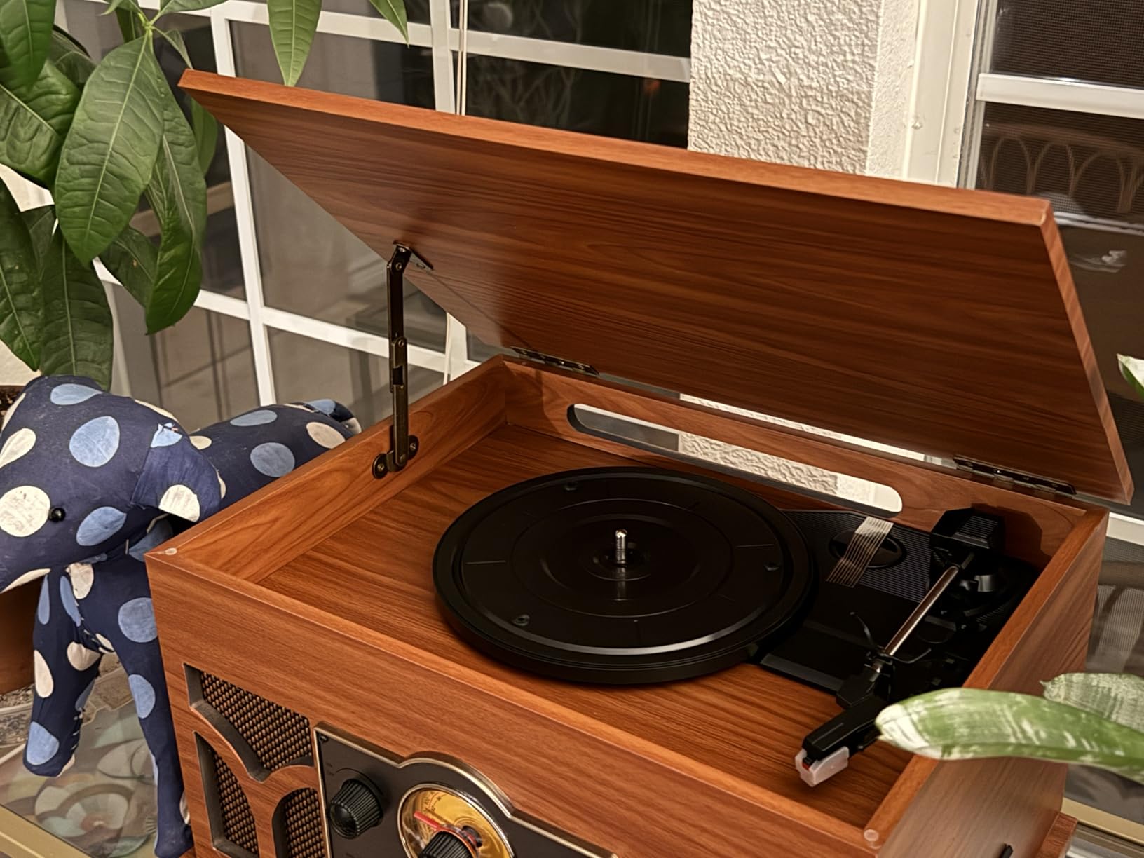 Retrolife® 10-in-1 Record Player with Speakers and Bluetooth, Mahogany customer photo 1