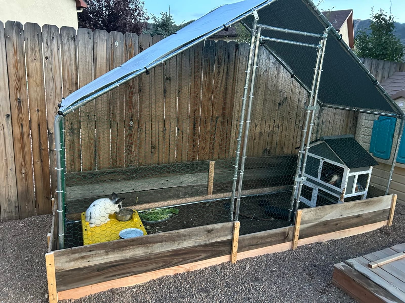 VEVOR Metal Chicken Coop, 6.56x6.56x6.56ft Large Walk-in Chicken Run with Cover, Spire Roof Hen House Enclosure with Security Lock, Outdoor Duck Rabbit Cage, Poultry Pen for Backyard, Farm, Yard customer photo 1