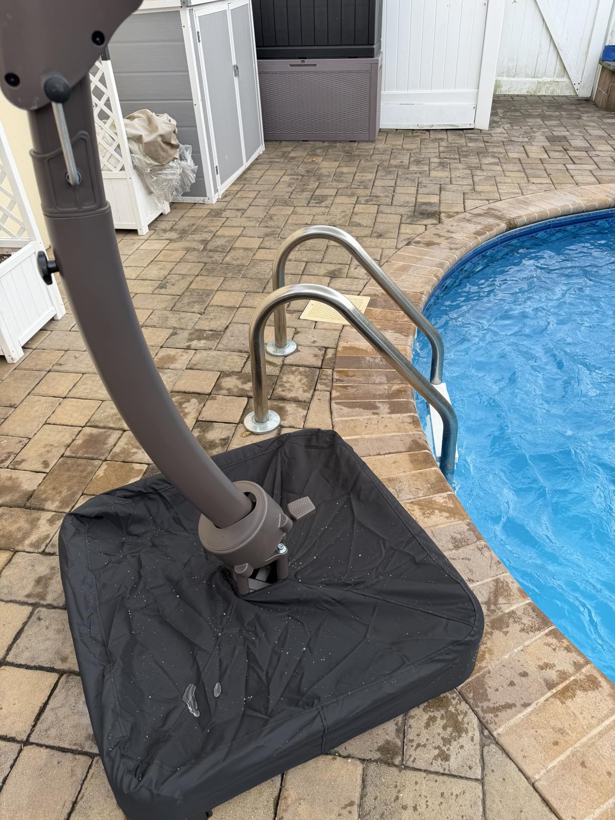 Kingdura 11ft Offset Cantilever Patio Umbrella with Base Included, Large Round Aluminum Outdoor Umbrella, 360° Rotation & Infinite Tilt, Heavy Duty Frame for Deck Pool Backyard, Beige customer photo 2