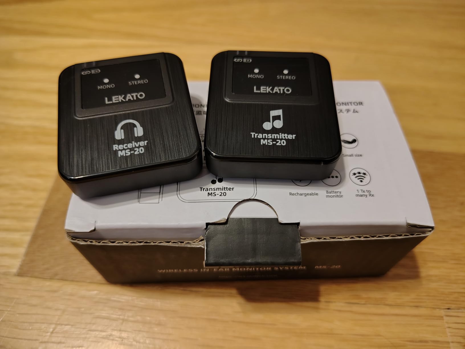 LEKATO Wireless in-Ear Monitor MS-20 Charging, 30H Battery Life with Box, 2.4G IEM System 1Transmitter 2 Receivers Auto-Pairing,OTG Support,One to More, in-Ear Monitoring for Studio,Live,Singer,Band customer photo 2
