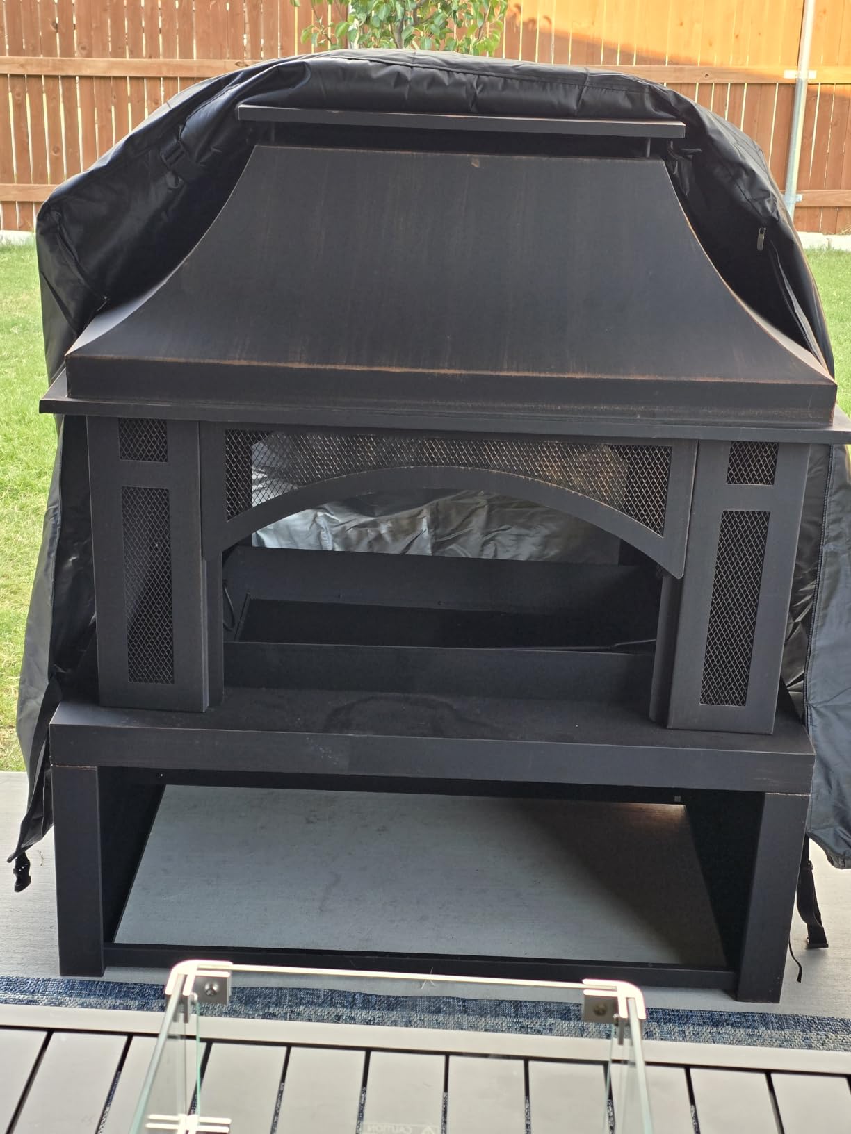 Panovue 39 Inch Fire Pits with Outdoor Chimney and Wood Storage customer photo 2