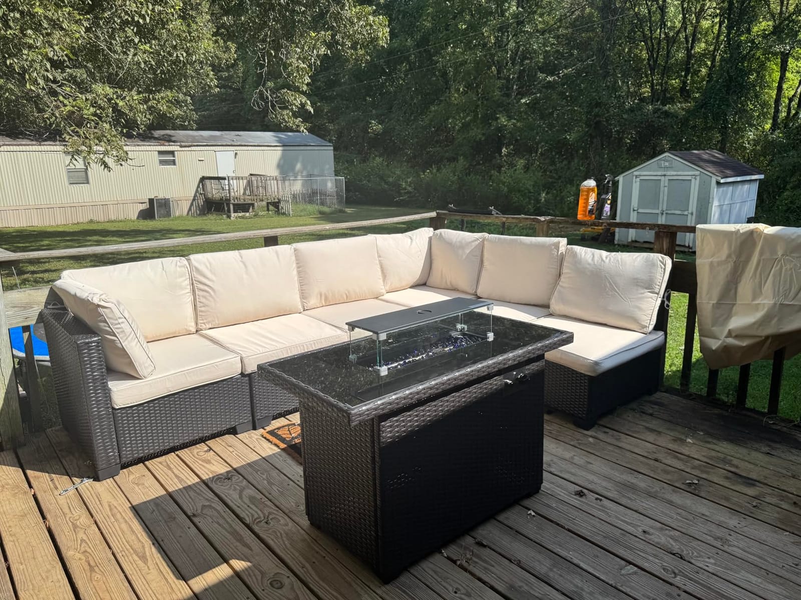 7 Piece Outdoor Patio Sectional Furniture Set, Modular Wicker Outdoor Couch customer photo 1