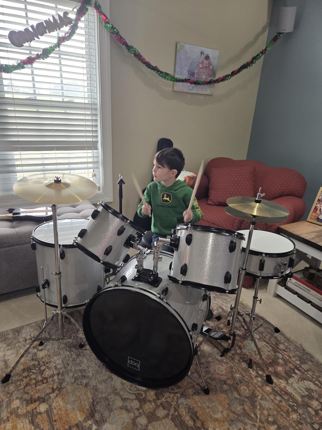 Best Choice Products 5-Piece Full Size Complete Adult Drum Set w/Cymbal Stands, Stool, Drum Pedal, Sticks, Floor Tom - Natural customer photo 2