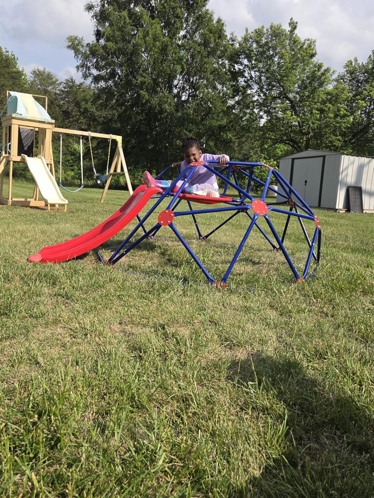 Olakids Climbing Dome with Slide, Kids Outdoor Jungle Gym Geometric Dome Climber, Steel Frame, 8FT Climb Structure Backyard Playground Center Equipment for Toddlers customer photo 1