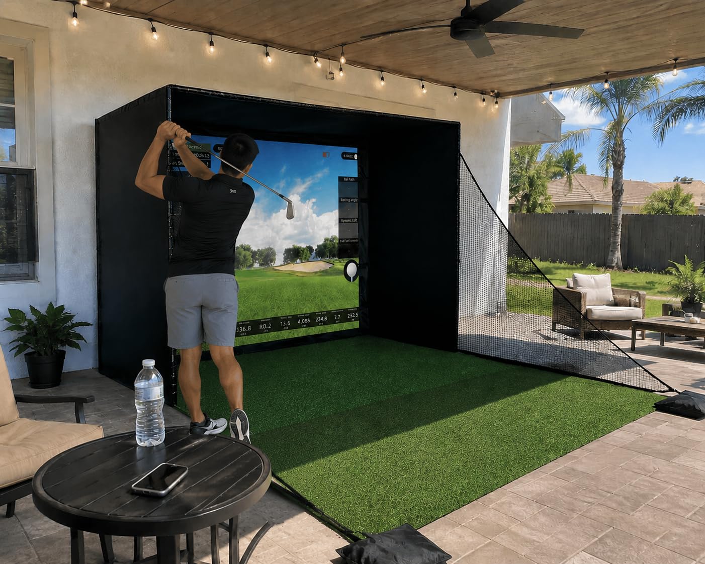 Golf Simulator Enclosure Kit with Premium HD Impact Screen, Full Safety Padding &Blackout Curtain, Home Golf Sim Setup Launch Monitors Compatible, Indoor Cage Net Golfing Accessories customer photo 1