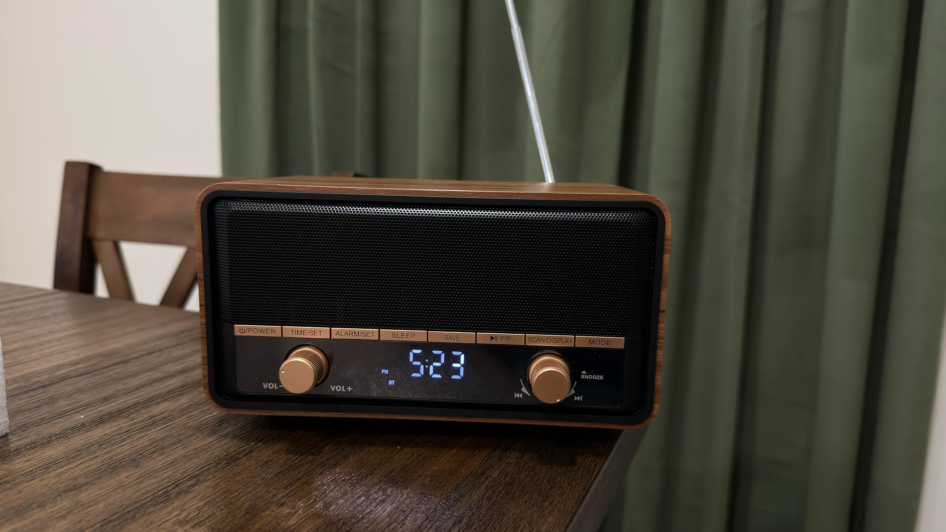 Vintage Wooden AM FM Radio Bluetooth Clock Radio for Bedroom customer photo 1
