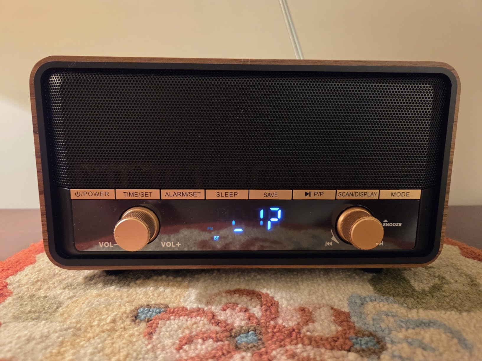 Vintage Wooden AM FM Radio Bluetooth Clock Radio for Bedroom customer photo 2