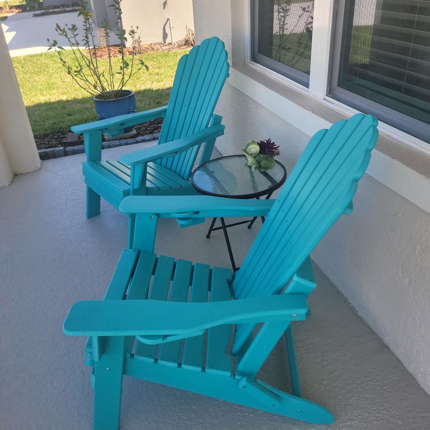 Plawdlik Outdoor HDPE Folding Adirondack Chair Set of 4, High Back Wide Seat Patio Chair with Cup Holders, All-Weather Fire Pit Chair for Garden,Lawn,Poolside, Coffee customer photo 2