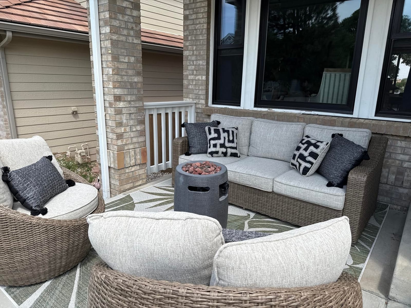 Signature Design by Ashley 3-Seat Outdoor Patio Couch, Handwoven Wicker customer photo 1