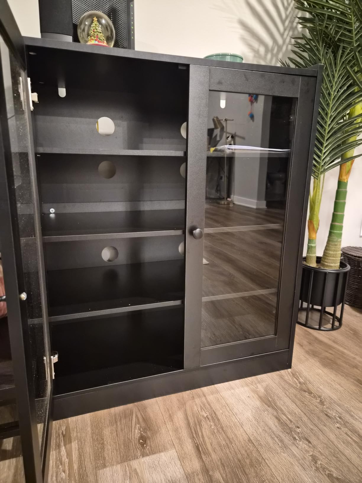 holzart Audio Stereo Cabinet with Glass Doors, 35.4
