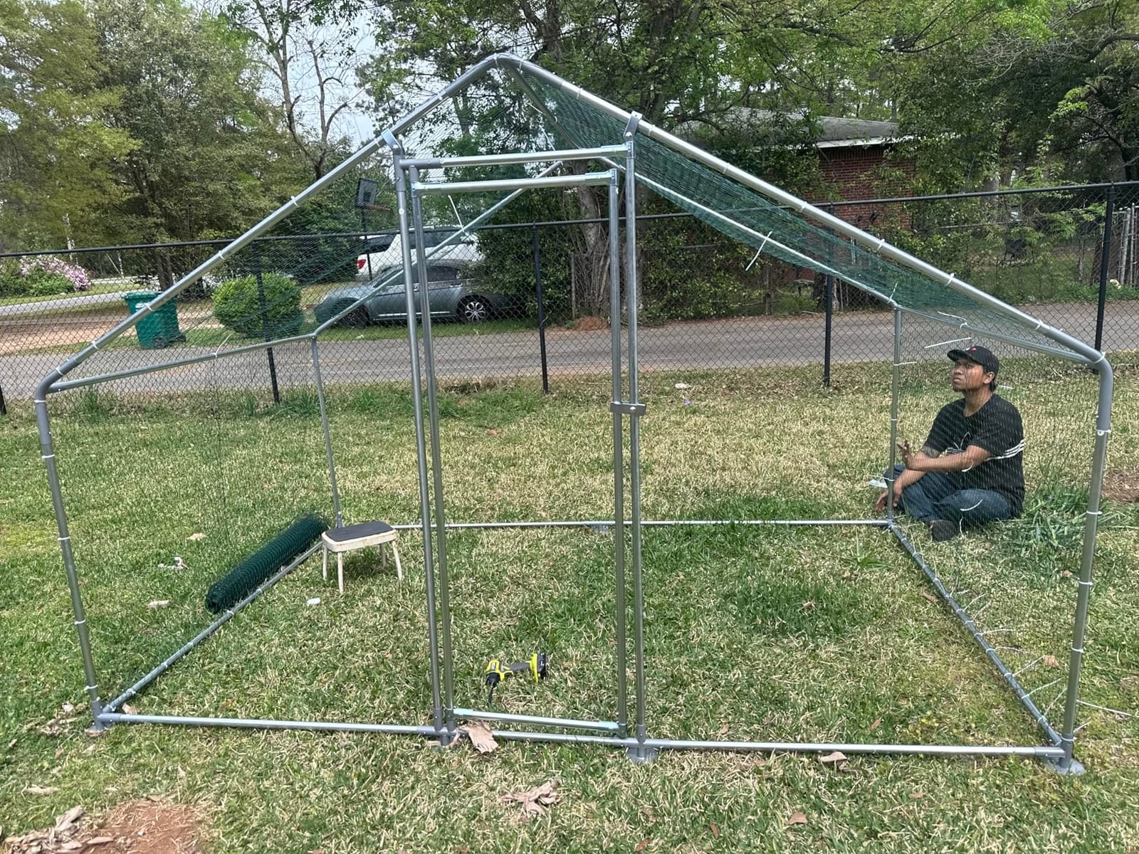 Metal Chicken Coop 7x6.6x6ft Walk-in Poultry Cage for 5-10 Chickens Chicken Run Hen Rabbit Duck House with Waterproof Cover for Outdoor Farm Use customer photo 1