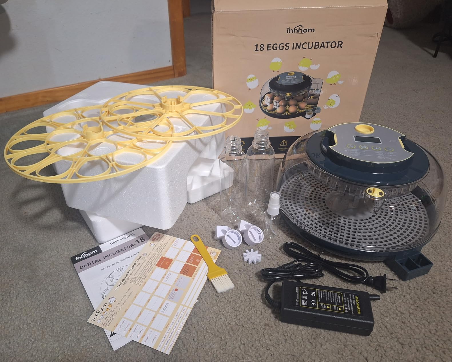 Incubators for Hatching Eggs, 56 Eggs Incubator with Egg Candler, Auto Egg Turner, Temp & Humidity Control, Hatch Day,360° Viewing for Chicken,Duck,Quail Eggs,Ideal for Farm,School and Lab,Blue&Yellow customer photo 1