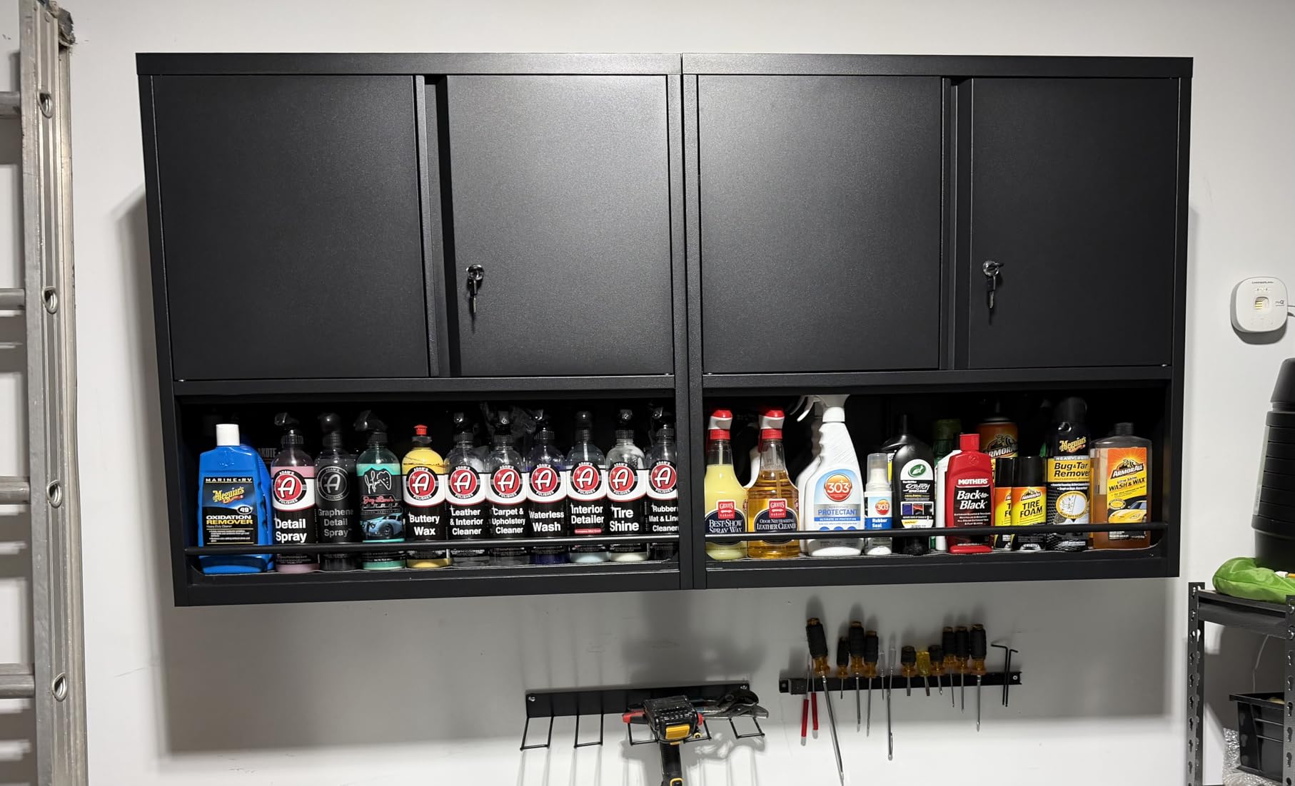 GREATMEET Garage Storage Cabinet with Wheels, Lockable Metal Storage Cabinet, Rolling Tool Cabinet with Adjustable Shelf, Push Handle for Shop, Home, Office, Black customer photo 2