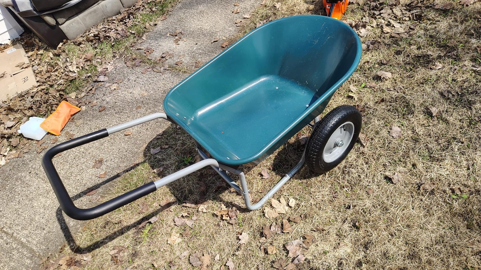 IDZO Upgrade 2 Wheel Wheelbarrow, Yard Cart with Padded Handlebar, 14 Inch customer photo 1