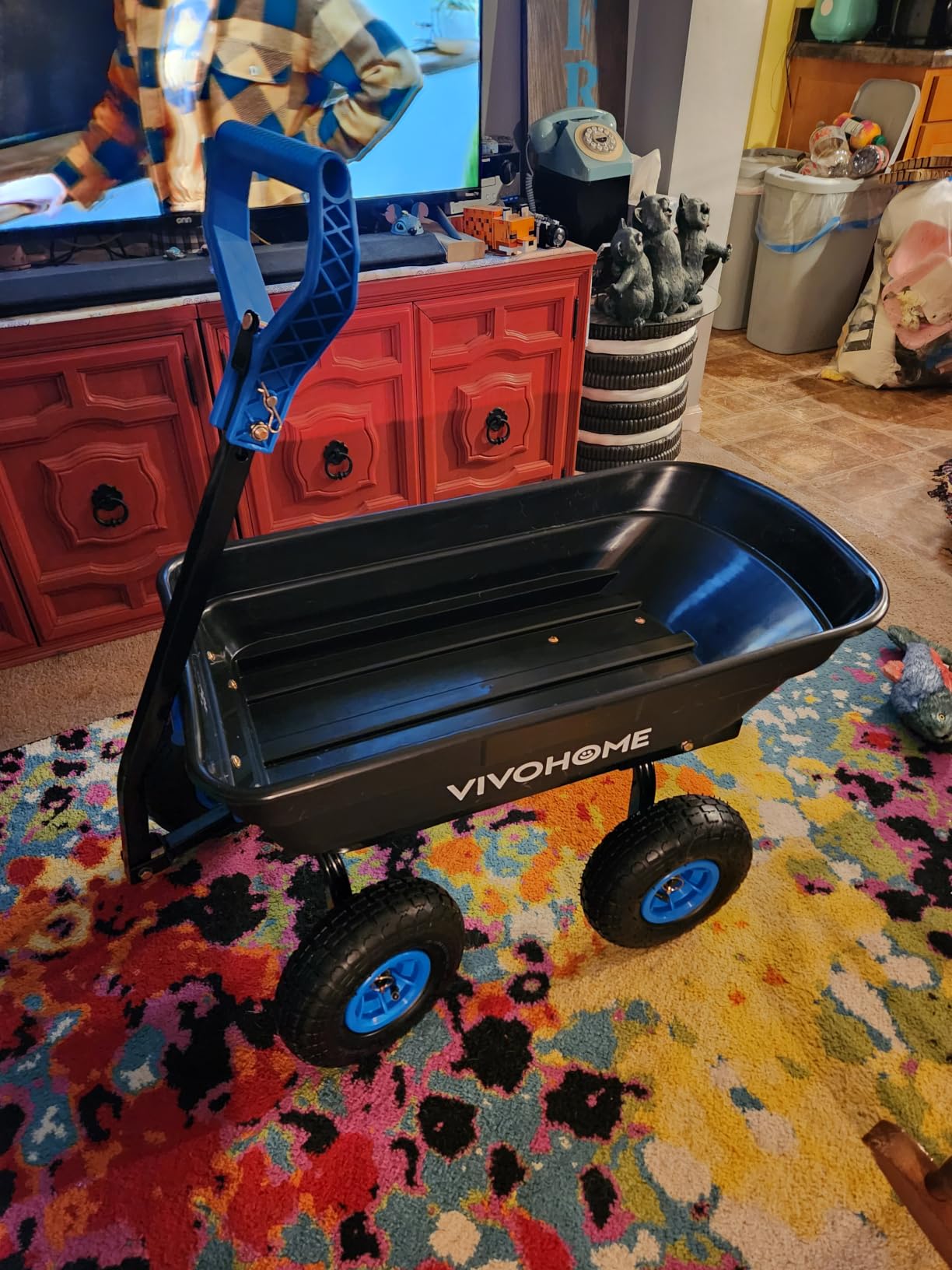 VIVOHOME 660lbs Wheelbarrow Dump Garden Cart with 2-in-1 Convertible Handle customer photo 2